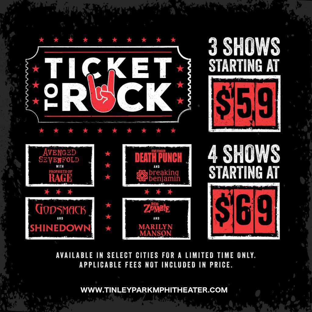 Ticket To Rock (Includes Shinedown, Avenged Sevenfold, Rob Zombie & Five Finger Death Punch Performances) at Hollywood Casino Ampitheatre