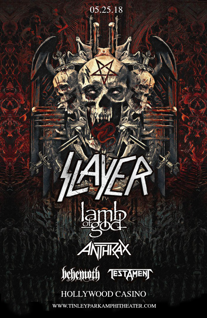 Slayer, Lamb of God, Anthrax. Behemoth & Testament at Hollywood Casino Ampitheatre