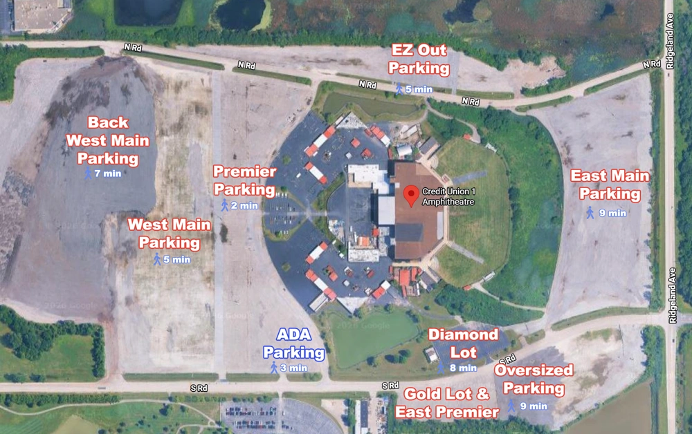 credit 1 union amphitheater parking lots